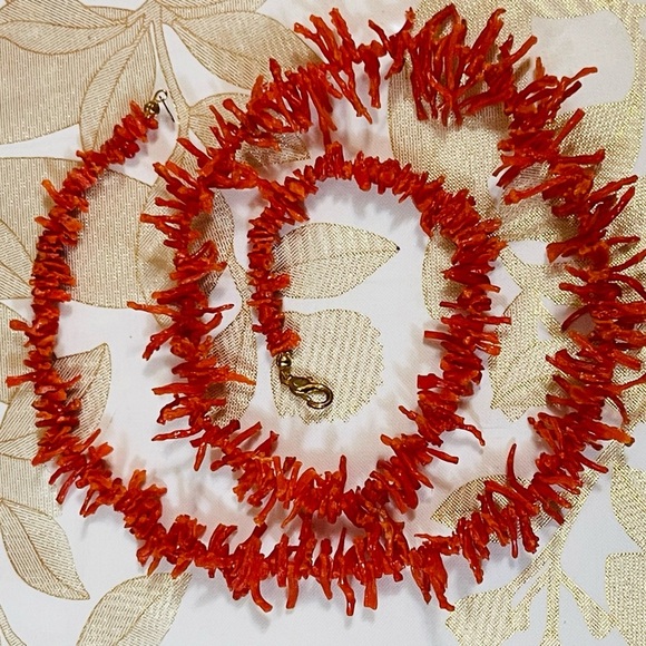 VTG Genuine Raw Mediterranean red Coral Branch Necklace Sz 21-22” - Picture 1 of 7